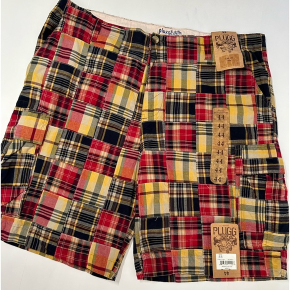 Plug men’s size 44 red patch‎ plaid cargo shorts - Picture 1 of 9